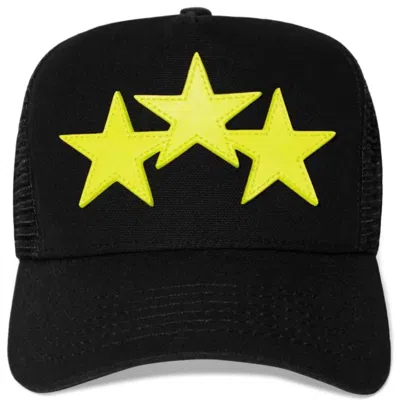 Amiri Three Star Trucker Hat In Lime In Black