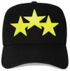 Amiri Three Star Trucker Hat In Lime In Black