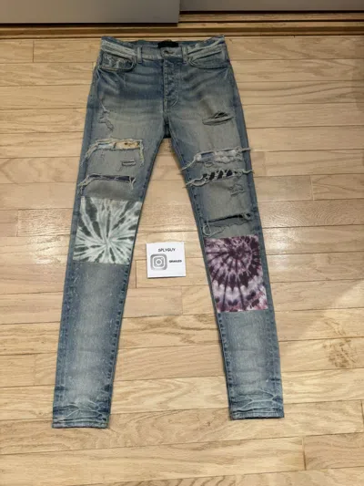 Pre-owned Amiri Tie Die Patches Blue Jeans Size 30