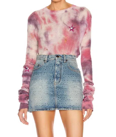 Amiri Tie Dye Stars Cardigan Sweater In Multicolor