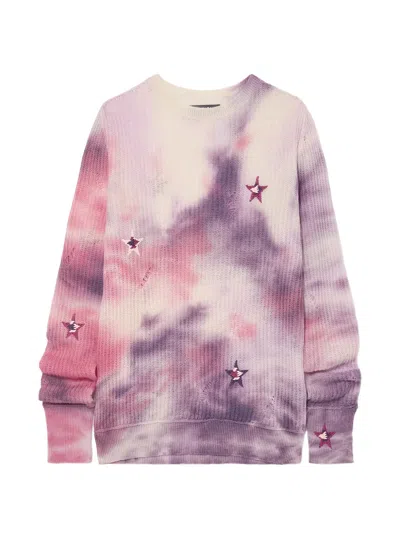 Amiri Tie-dye Stars Sweater In Purple