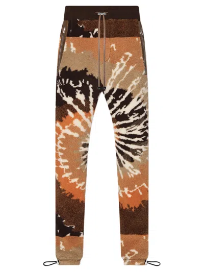 Amiri Orange And Brown Tie Dye Polar Fleece Track Pants In Multi