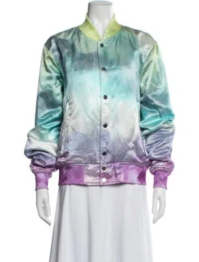 Pre-owned Amiri Tie-dye Print Bomber Jacket In Blue