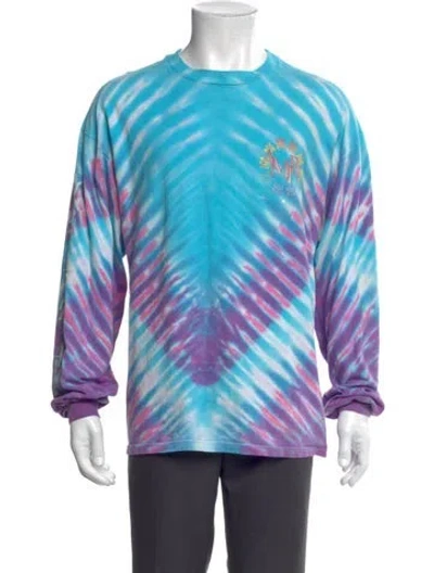Pre-owned Amiri Tie-dye Print Crew Neck Henley In Blue