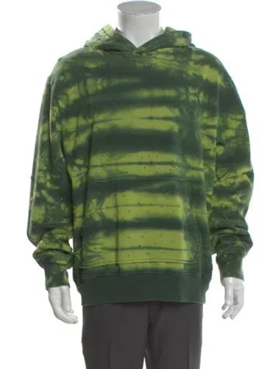 Pre-owned Amiri Tie-dye Print Crew Neck Hoodie In Green