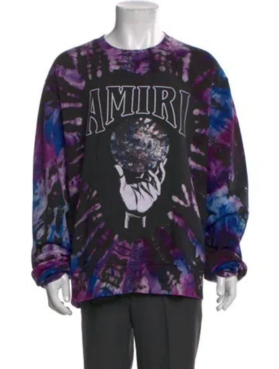 Pre-owned Amiri Tie-dye Print Crew Neck Pullover In Black