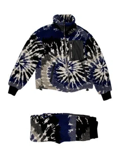 Pre-owned Amiri Tie-dye Print Leather Trim Embellishment Lounge Set In Black