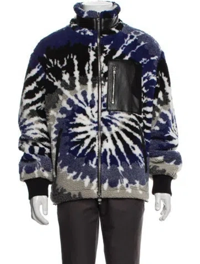 Pre-owned Amiri Tie-dye Print Mock Neck Hoodie In Blue