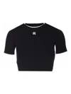 Amiri Ribbed Texture Crop Top With Contrast Trim In Black