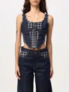 Amiri Lace Bustier Crop Top Square Neckline In 蓝色