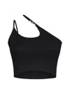 Amiri Asymmetric Knit Cropped Top In Black