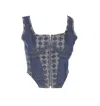 Amiri Lace Bustier Crop Top Square Neckline In Blue