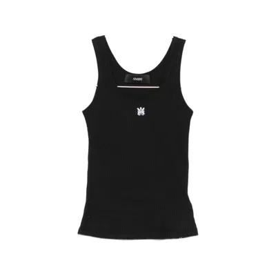 Amiri Logo-embroidered Scoop-neck Tank Top In Black