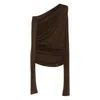 Amiri One-shoulder Ruched Top In Brown
