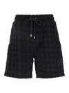Amiri Black Bermuda Shorts With All-over Ma Quads Motif And Embroidered Logo On The Front In Cotton Blend  In Black