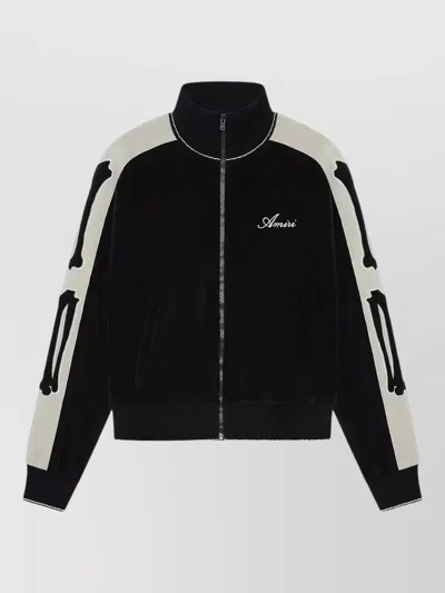Amiri Track Jacket Bone Detailing Contrast Panels Piping In Black