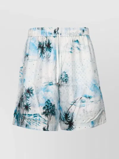 AMIRI TROPICAL PRINT LIGHTWEIGHT SHORTS WITH ELASTIC WAISTBAND