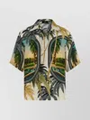 Amiri Convertible-collar Printed Satin-jacquard Shirt In Multi