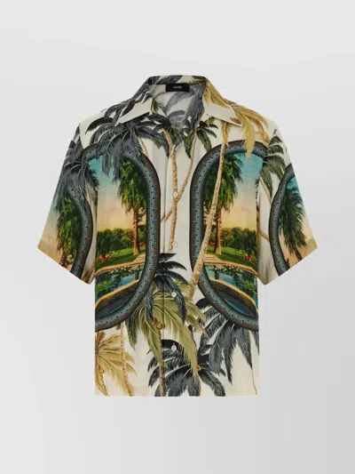 AMIRI TROPICAL PRINT SHORT SLEEVE BUTTON-DOWN SHIRT