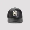 Amiri Leather Cap With Curved Brim And Mesh Back In Black