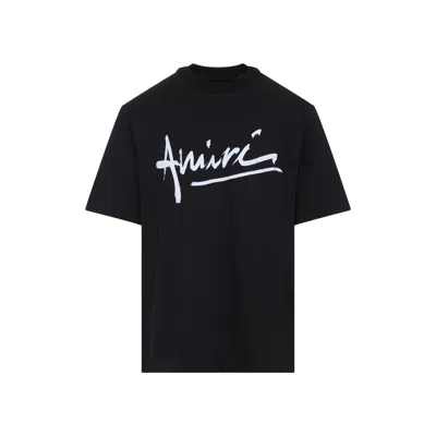 Amiri Scripted Crew Neck Short Sleeve T-shirt In Black