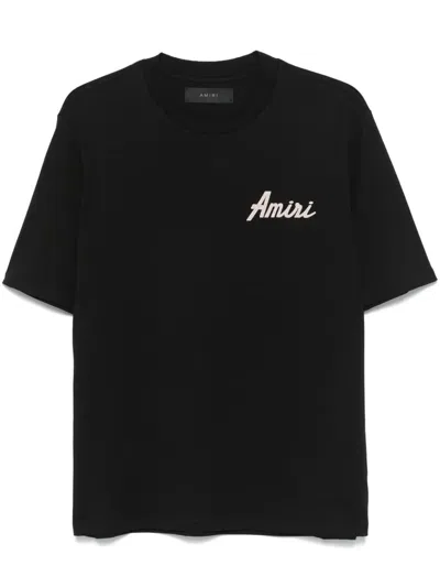 Amiri Logo-embroidered Bandana-print T-shirt In Black