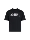 Amiri Men Black Crewneck T-shirt With Logo Lettering Print On The Front In Cotton Man In Black