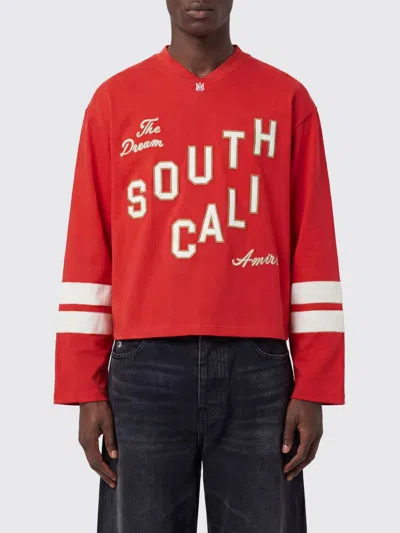 AMIRI AMIRI LONG-SLEEVED V-NECK COTTON T-SHIRT WITH SLOGAN PRINT,I64262014