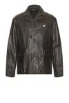Amiri Single-breasted Leather Jacket In Dark Brown