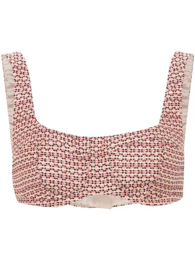 Amiri Tweed Bralette In Pink
