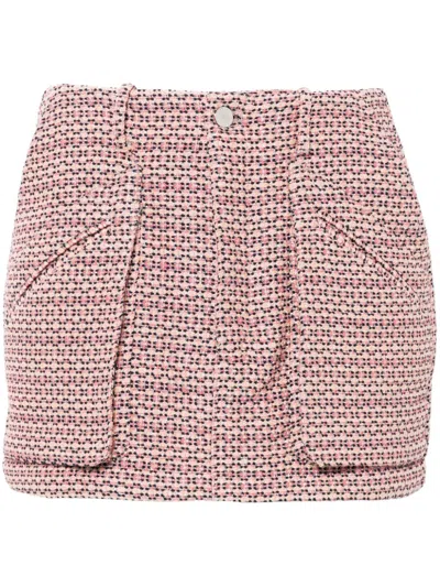 Amiri Tweed Mini Skirt In Pink
