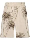 Amiri Twisted Palms Tapestry Shorts In Neutrals