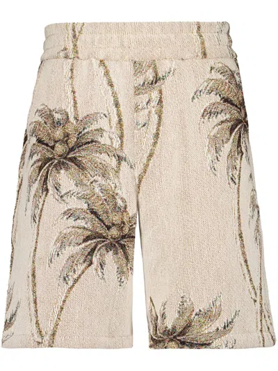 Amiri Twisted Palms Tapestry Shorts In Neutrals