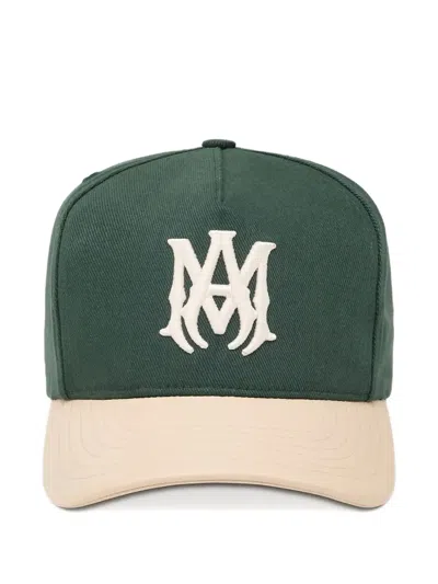 Amiri Two Tone Logo-embroidered Cotton Cap In Green