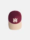 Amiri Two-tone Cotton And Leather Cap In Burgundy