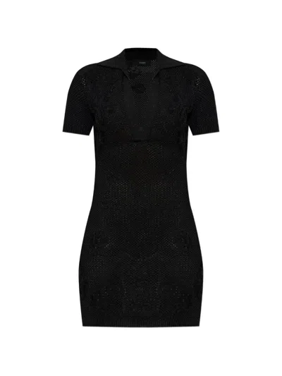 Amiri V-neck Knitted Mini Dress In Black