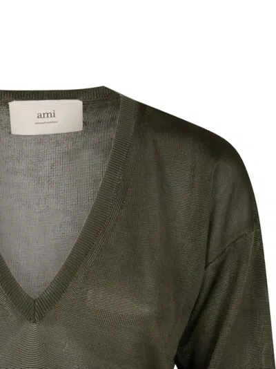 Amiri V-neck Ribbed Knit Sweater In Green