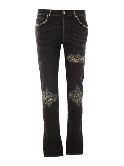Amiri Vintage Black Studs Mx1 Jeans In Transparent