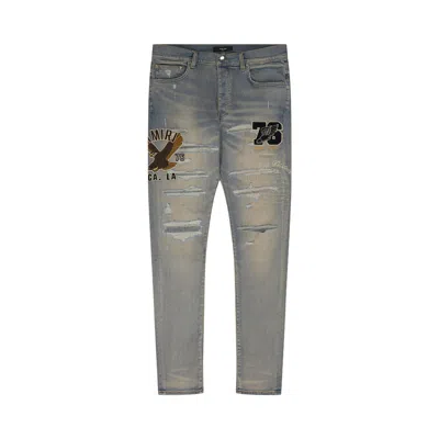 Pre-owned Amiri Varsity Eagle Logo Jeans 'antique Indigo' | Blue | Men's Size 29