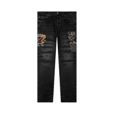 Pre-owned Amiri Varsity Eagle Logo Straight Jean 'faded Black' | Men's Size 34