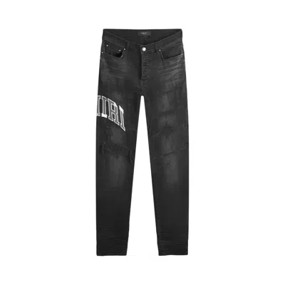 Pre-owned Amiri Varsity Logo Repair Jean 'vintage Black' | Men's Size 31