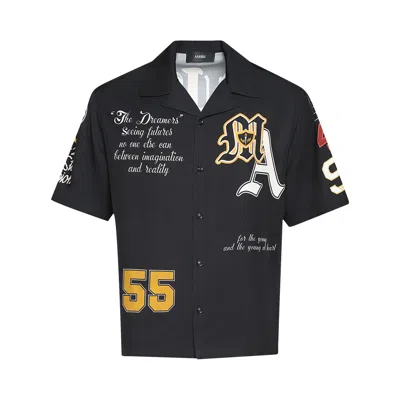 Pre-owned Amiri Varsity Patch Camp Shirt 'black' | Men's Size Xl