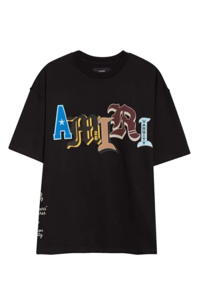 Amiri Varsity Patch Oversize Cotton T-shirt In Black