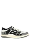 Amiri Varsity Skel Top Low Sneakers In Grey Leather In White