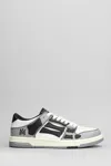 Amiri Varsity Skel Top Low Sneakers In Grey Leather In Multicolor