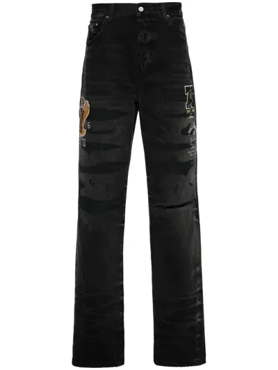 Amiri Varsity Straigh-leg Jeans In Black