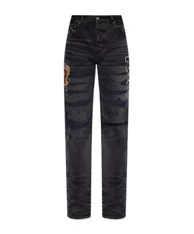 Amiri Varsity Straigh-leg Jeans In Black