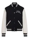 Amiri Tailored Black Wool Blend Varsity Jacket With Embroidered Details In Black
