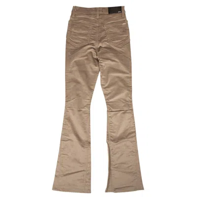 Amiri Velour Flare Stack Pants - Sand In Gold