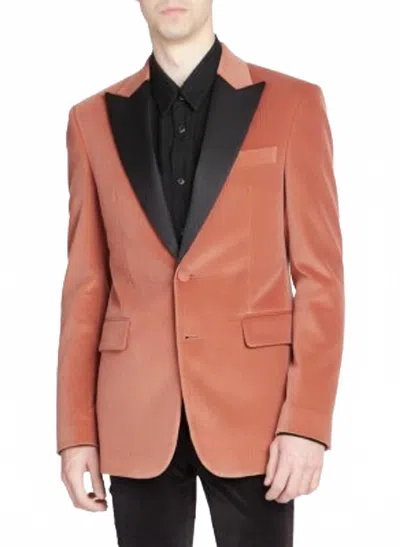 Amiri Velvet Blazer Sport Coat In Salmon In Brown